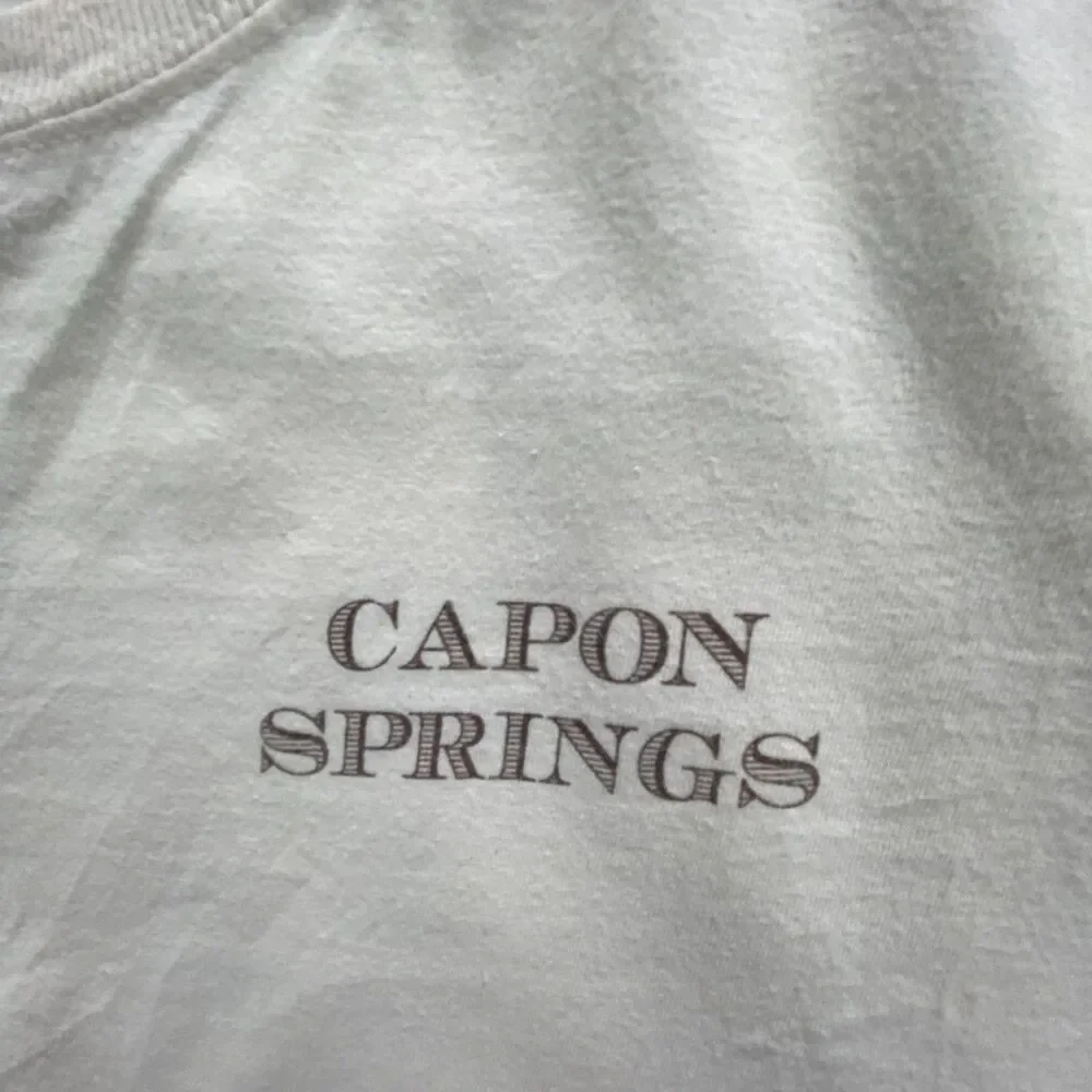 Hanes Beefy-T Mens XL Off White Capon Springs West Virginia Graphic T-Shirt